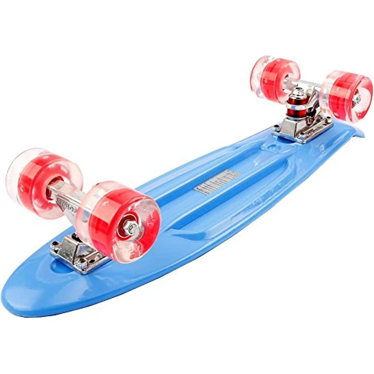 FunTomia 57cm Mini-Board Skateboard mit LED Leuchtrollen, Aluminium Truck, ABEC-9 Kugellager und T-Tool – Bild 3