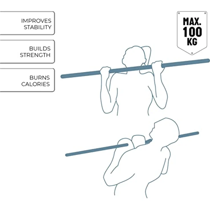 Umbro Klimmzugstange - Max.100 KG - Verstellbar 62 bis 100 CM - Wand- und Türrahmen Montage 62-85 CM - Schaumstoffgriffe – Bild 2