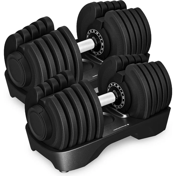 Sportstech Ironmate 40, Verstellbare Kurzhantel bis 40 kg mit ergonomischem Anti-Rutschgriff und Ablage, Platzsparendes Design, Integration mit Sportstech Live App