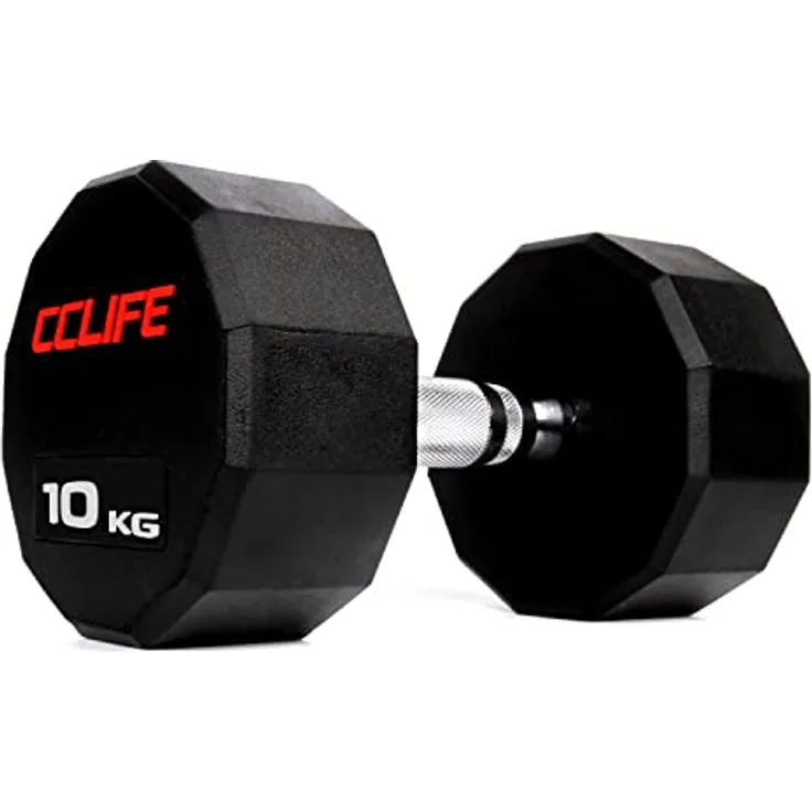 CCLIFE RedForce Hanteln Kurzhantel 1er 2er Set Dodekagon Zwölfeck Gummi Gusseisen verchromte Griffe 10-60 kg Dumbell Liegestützen