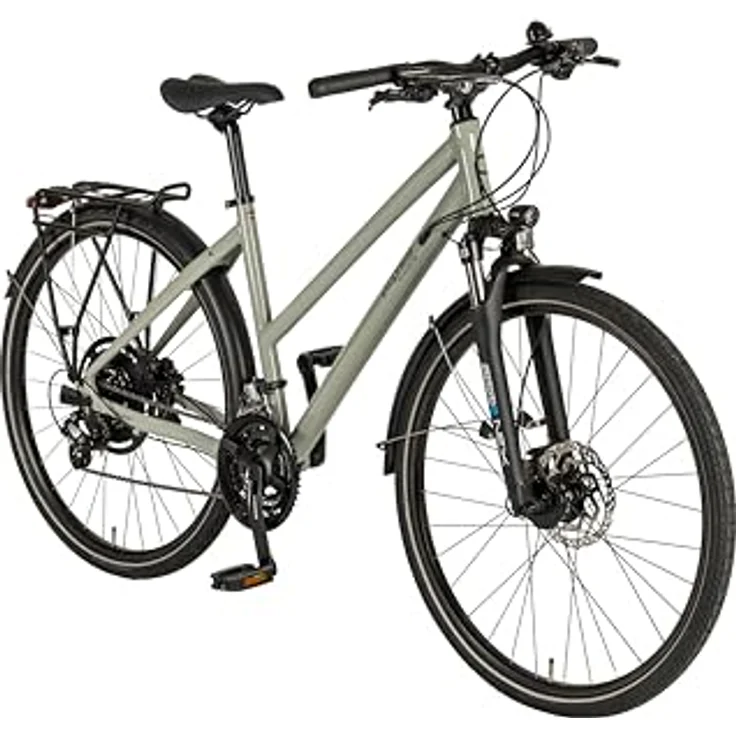 Prophete ENTDECKER 500, 28 Zoll Trekkingbike mit Shimano Altus 24-Gang Kettenschaltung, hydraulischen MT200 Scheibenbremsen, 40 Lux LED Beleuchtung, Alurahmen 48 cm, Suntour NEX Federgabel, grau – Bild 2