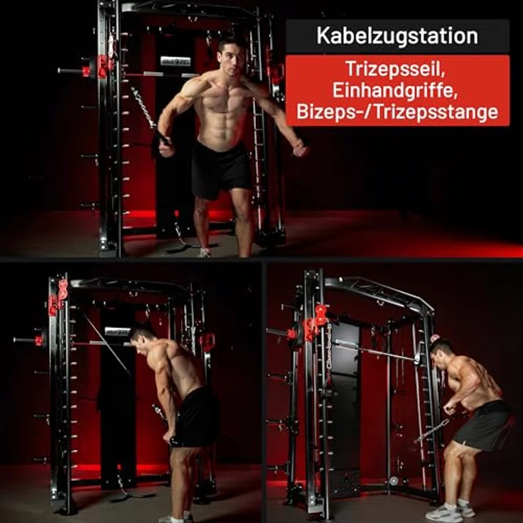 GORILLA SPORTS Kraftstation Power Rack Smith Machine - Multifunktionales Heimfitnessgerät, hohe Belastbarkeit, robustes Design, schwarz – Bild 7