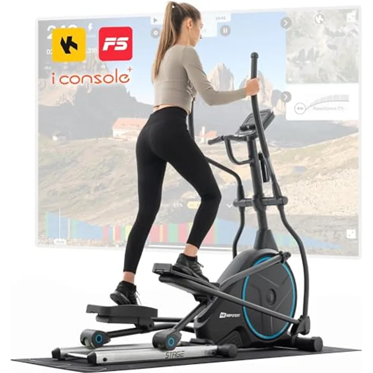 Hop-Sport Ellipsentrainer HS-160CF Stage Elliptical Crosstrainer für Zuhause, 24 kg Schwungmasse, inkl. Unterlegmatte, belastbar bis 150 kg