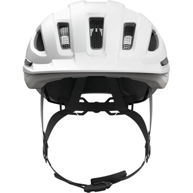 ABUS Stadthelm Urban-I 4.0 ACE, Fahrradhelm mit aufladbarem Rücklicht, 4 Leuchtmodi, Schirm, Zopf-Öffnung, magnetischem Verschluss, Größe S, weiß – Bild 2