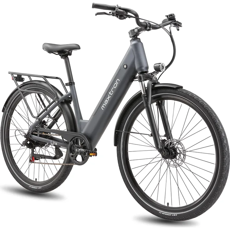 Maxtron Lira 28 Zoll Elektrisches City-Bike, 720 Wh Lithium-Akku, Reichweite bis zu 140 km, hydraulische Scheibenbremsen, Shimano 7-Gang-Schaltung, Tiefeinsteiger