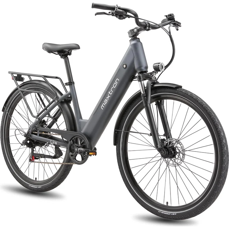 Maxtron Lira 28 Zoll Elektrisches City-Bike, 720 Wh Lithium-Akku, Reichweite bis zu 140 km, hydraulische Scheibenbremsen, Shimano 7-Gang-Schaltung, Tiefeinsteiger