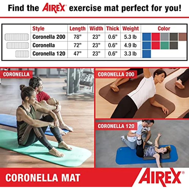 Airex Gymnastikmatte Coronella, 1,5 cm stark, schieferfarbig, Sanitized-veredelt, für Fitnessstudios und Therapieeinrichtungen – Bild 6