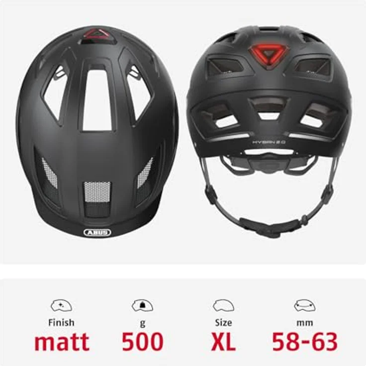 Abus Helm Hyban 2. 0 - Velvet Schwarz 58 - 63 cm – Bild 4