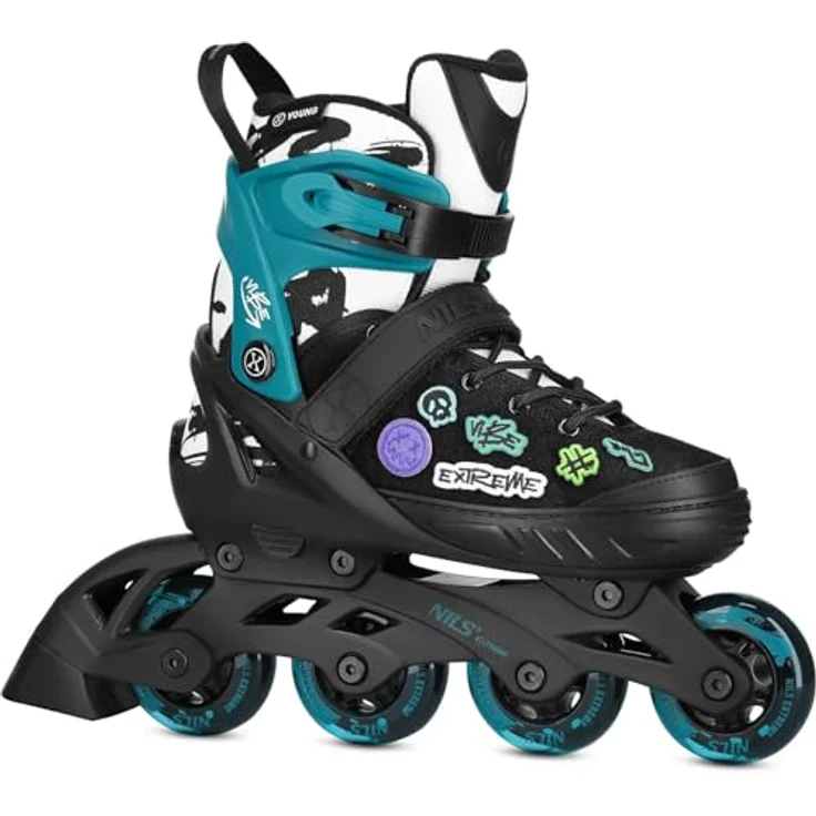 Nils Extreme NA2053A VIBE Inlineskates, türkis, ABEC-5, Gr. 29-32, mit Personalisierungssystem und 3-fach Verschluss – Bild 1
