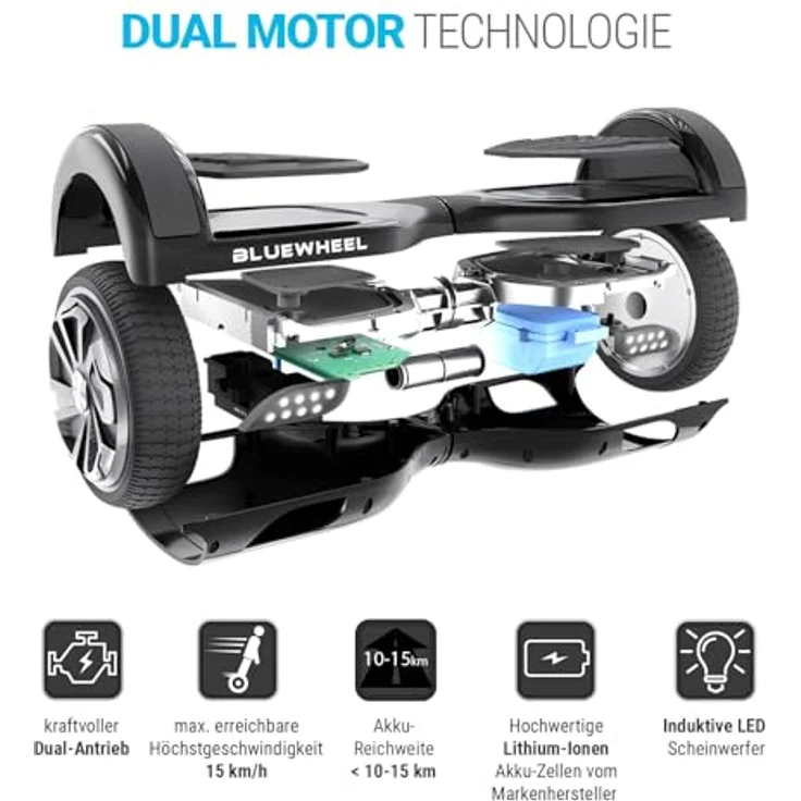 Bluewheel HX310s 6,5" Premium Hoverboard – Elektroboard mit LED, Bluetooth Lautsprecher, 700W Dual Motor, HX App-kompatibel, ideal für Kinder & Erwachsene, deutsche Qualitätsmarke – Bild 2