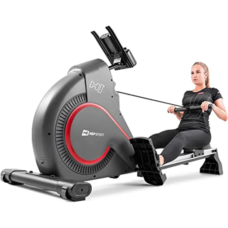 Hop-Sport HS-095R Rudergerät klappbar für zuhause inkl. Unterlegmatte – Rudermaschine mit Magnetwiderstand, LCD-Display, 12 Programmen, Wettkampfmodus und WATT-Funktion, bis 150kg
