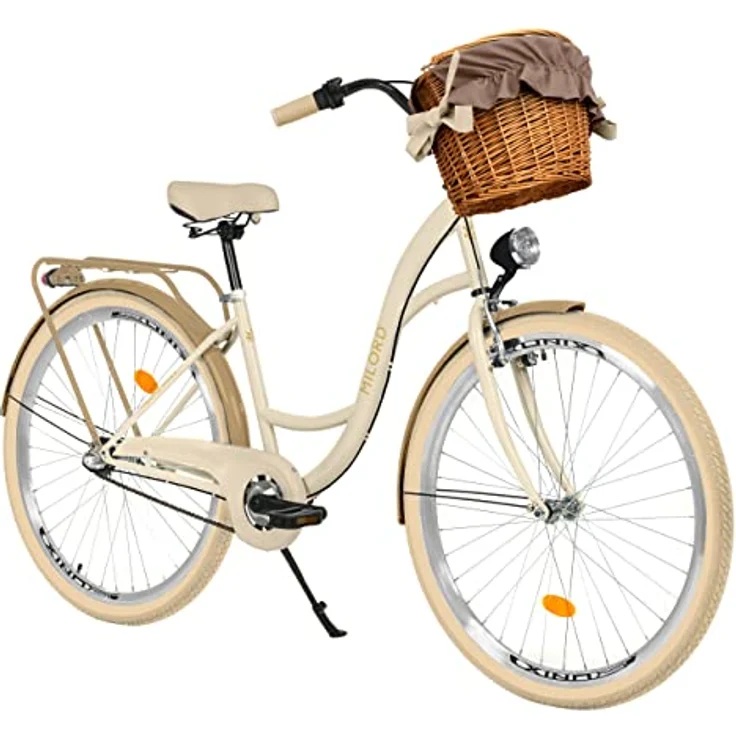 Milordbikes City-Fahrrad, Creme-Braun, 46 cm, Metallrahmen, leichte City-Reifen 700C x 35 mm, inkl. hinterem Träger für Packtaschen – Bild 1
