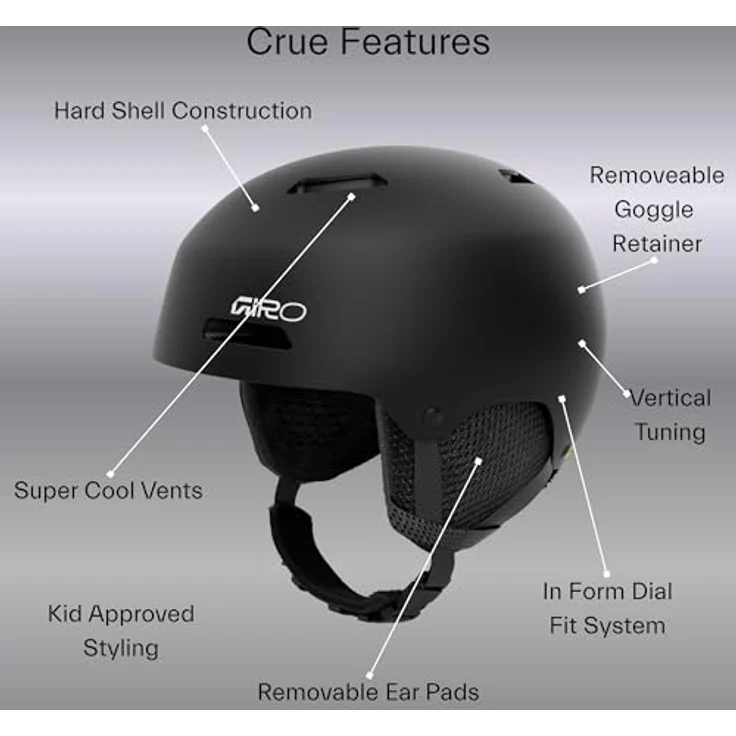 Giro Crüe, Skihelm (52 - 55 cm, S) mit skate-inspiriertem Design und Hartschalenkonstruktion, In Form Anpassungssystem – Bild 3