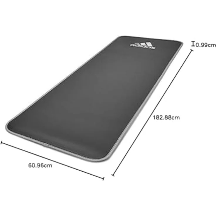 adidas Yogamatte (10 mm) - voll gepolstert, mit genähten Stoffkanten und geriffelter Unterseite, rutschfest, inkl. Tragegurt, Maße: 183 x 61 cm – Bild 14