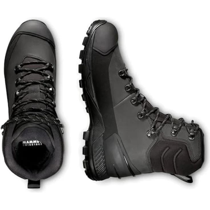Mammut Blackfin Leather High GTX Men, hoher Bergschuh mit Vibram ICETREK-Aussensohle und wasserdichter GORE-TEX-Membran, schwarz, Größe 12 UK / 47 1/3 – Bild 7