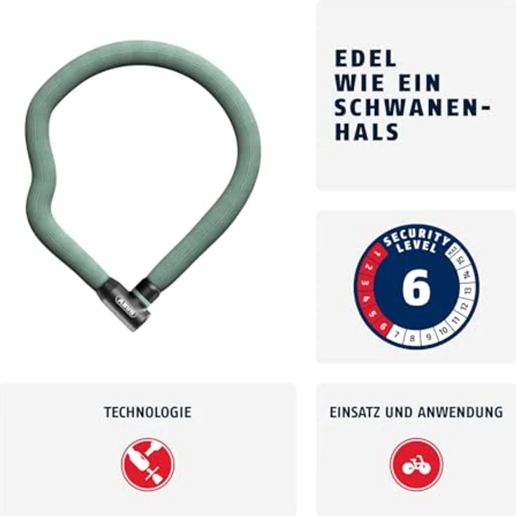 Abus Goose Lock, Veloschloss (110 cm) mit 4 mm Stahlkette, formstabil und flexibel, in verschiedenen Farben erhältlich – Bild 2