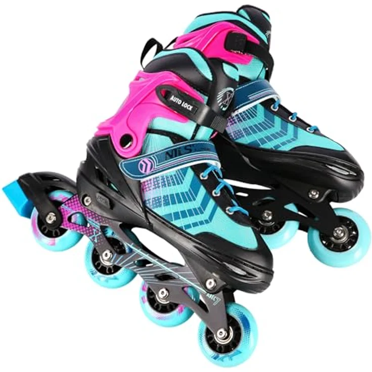 Nils Extreme Nh18192A 4W1 Schwarz/Lila Schlittschuhe Größe M (34-38) mit Hockeyplatte Ersatz – Bild 6