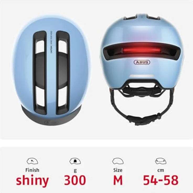 Abus HUD-Y, Velohelm (54 - 58 cm) mit wiederaufladbarer Heck-LED und Sci-Fi-Design – Bild 3