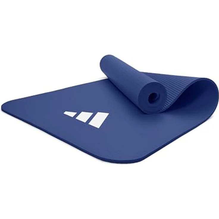 adidas Unisex-Erwachsene Fitnessmatte, Blau, 7mm - Gepolsterte Trainingsmatte mit geriffeltem Boden – Bild 2