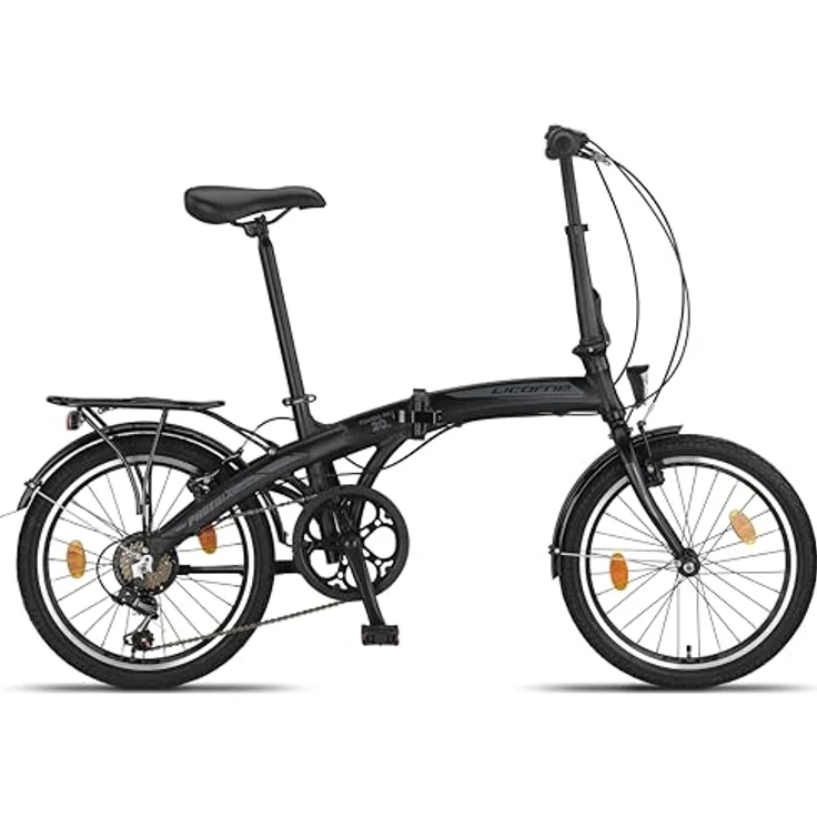 Licorne Bike Phoenix 2D, 20 Zoll Aluminium-Faltrad-Klapprad Scheibenbremse Discbremse V-Bremse Faltfahrrad Herren-Damen 7 Gang Kettenschaltung Folding City Bike StVZO (Schwarz-Anthrazit) – Bild 4