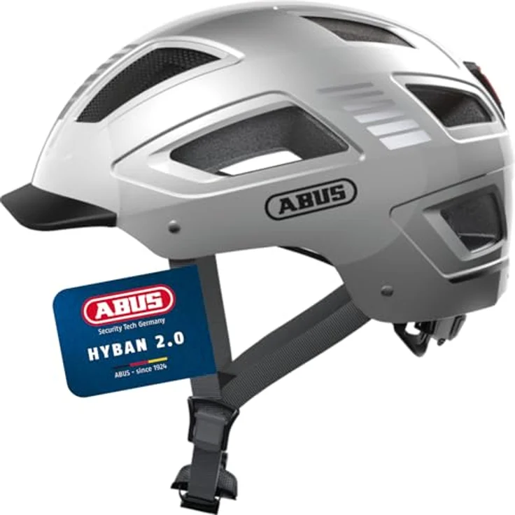 Abus Hyban 2.0 Signal, Velohelm (58 - 63 cm) mit ABS-Hartschale, integrierten LED-Rücklichtern und 13 Belüftungsöffnungen, schwarz – Bild 1
