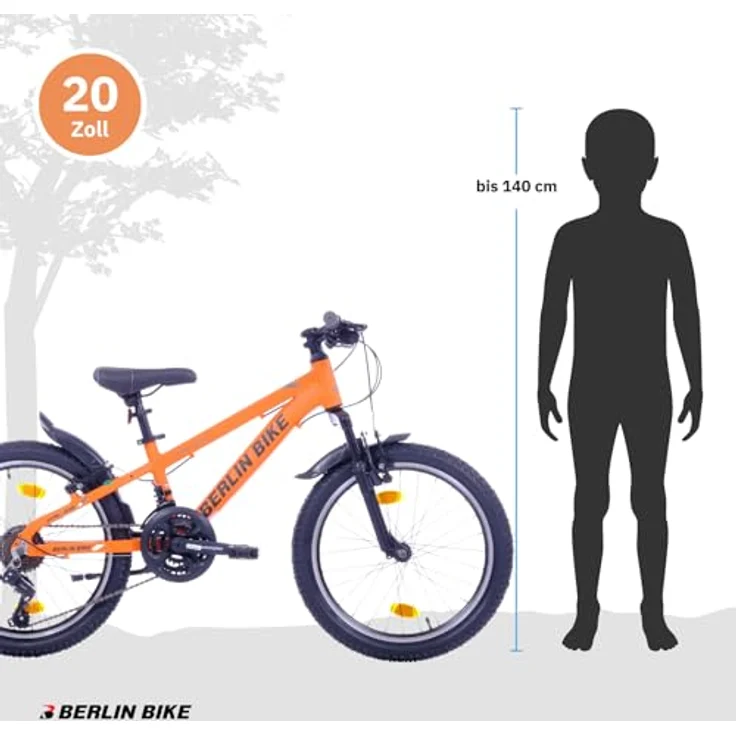 Berlin Bike Kinderfahrrad 20 Zoll MTB, Aluminiumrahmen, 21-Gang-Kettenschaltung, orange – Bild 8