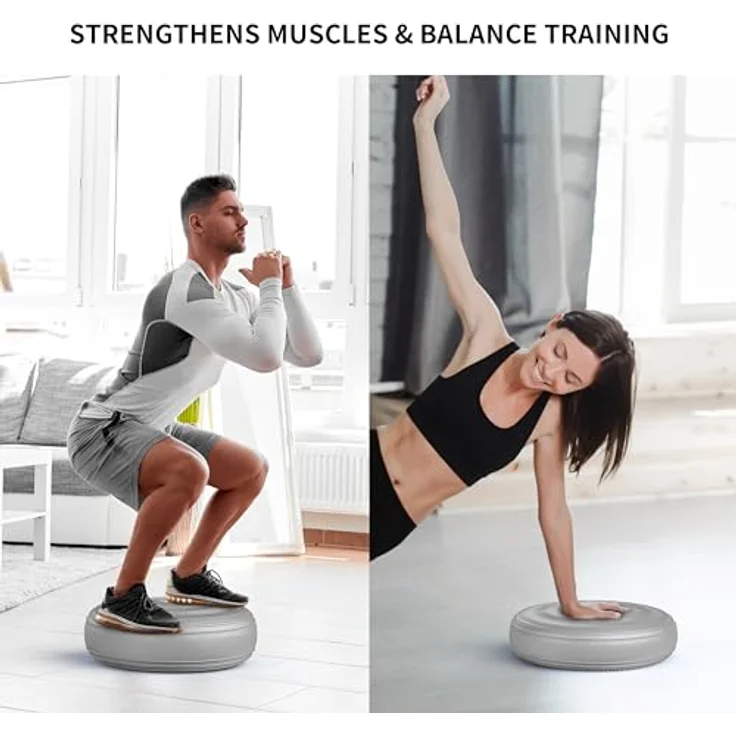 PROIRON Ballsitzkissen, Balance Pad 34cm, Noppenkissen für aufrechte Körperhaltung, Fitness, Gleichgewichts- und Krafttraining inkl. Pumpe (Grau) – Bild 4