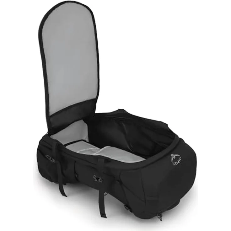 Osprey Farpoint Trek 55 Herren Rucksack, belüftetes Airspeed-Trampolin-Rückensystem, integrierte wasserdichte AirCover-Reisetasche, zwei Hüftgurttaschen mit Reißverschluss – Bild 3