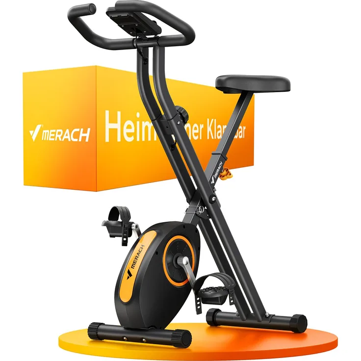 MERACH Klappbarer Heimtrainer, kompakt und leise, 16 Magnetstufen, LCD-Bildschirm, Tablet-Halterung, für den Heimgebrauch