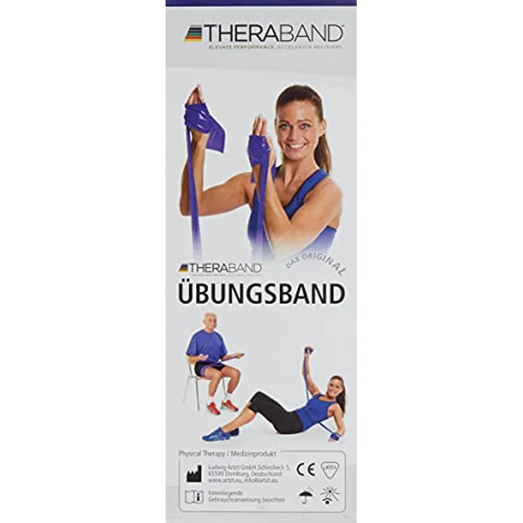 THERABAND Thera-Band Übungsband 2,5 m, extra stark, blau, für vielseitiges Widerstandstraining aus reinem Latex – Bild 4