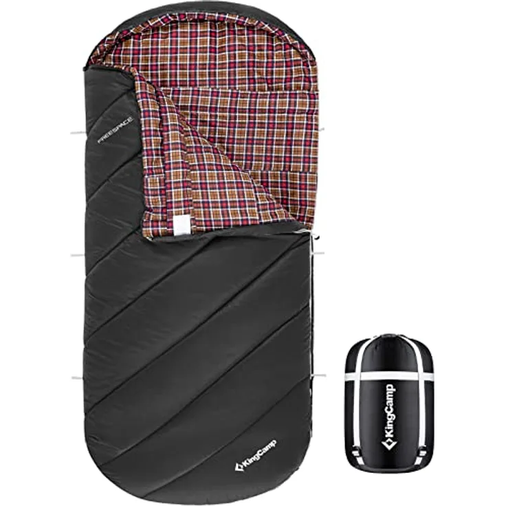 KingCamp Deckenschlafsack Freespace 250 Winter Schlafsack Breit Baumwolle -8°C Schwarz