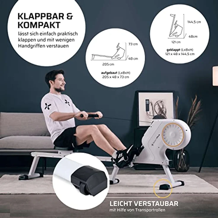 SportPlus | Rudergerät für zuhause mit 8 Stufen, leises & wartungsfreies Magnetbremssystem, Rudermaschine mit kompakten Display, bis 150 kg – Bild 5