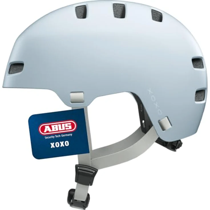 ABUS XOXO Fahrradhelm, Cityhelm im Skater-Look für Fahrrad, Skateboard und Scooter, mit optimiertem Kinnpolster, Größe S, Blau – Bild 1