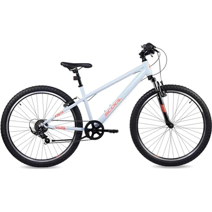 S’COOL Xroc Mountainbike 26 Zoll, 6-Gang Shimano Kettenschaltung, Aluminiumrahmen, Sky Grey/Neon Orange, für Jugendliche 10–14 J. – Bild 1