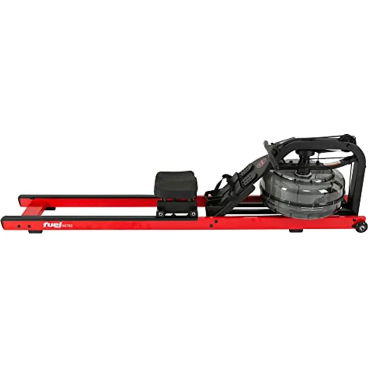 FUEL FITNESS Rudergerät RG700 by Fluid Rower, Wasserrudergerät für Zuhause mit 4-Fach regulierbaren Widerstand, realistisches Rudergefühl, bis 150 kg, LCD-Rudercomputer, Kinomap-kompatibel