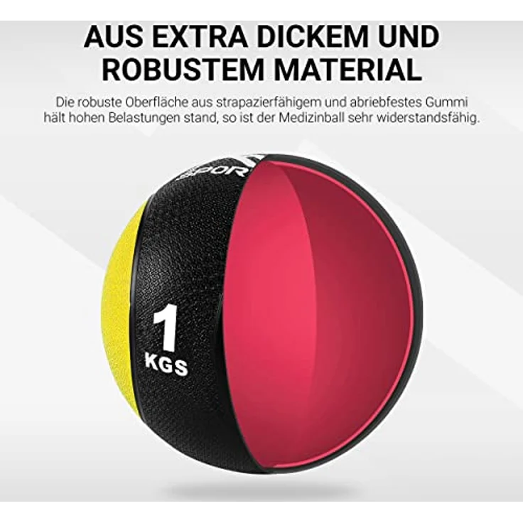 MSPORTS Medizinball 1 kg – Professionelle Studio-Qualität inkl. Übungsposter Gymnastikbälle – Bild 3