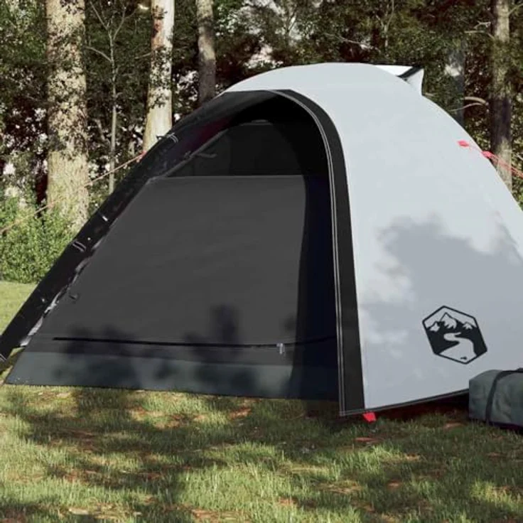 vidaXL Kuppelzelt für 4 Personen, wasserdichtes Campingzelt mit abnehmbarem Überzelt und Insektenschutz, Weiß Dunkel – Bild 2