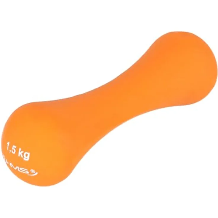 HMS Kurzhantel Gymnastikhantel Aerobichantel, 1,5 kg, Gusseisen mit Neoprenbeschichtung, orange, griffige Knochenform