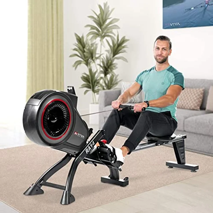 AsVIVA RA14 Rudergerät Magnetic Rower Cardio mit 13kg Schwungmasse, Magnetbremse mit 8 manuelle Widerstandsstufen, Multifunktionscomputer mit Pulsmessung – Bild 2