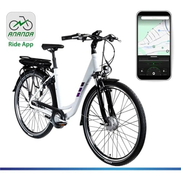 Zündapp Z502 City E-Bike, 28 Zoll, 7-Gang, 522 Wh, Vorderradmotor, weiß/lila – Bild 9
