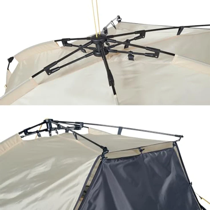 Uquip Speedy Strandzelt und Strandmuschel, 2.50 kg, beige und grau, mit Schnellaufbausystem und stabiler Fiberglasstruktur – Bild 7