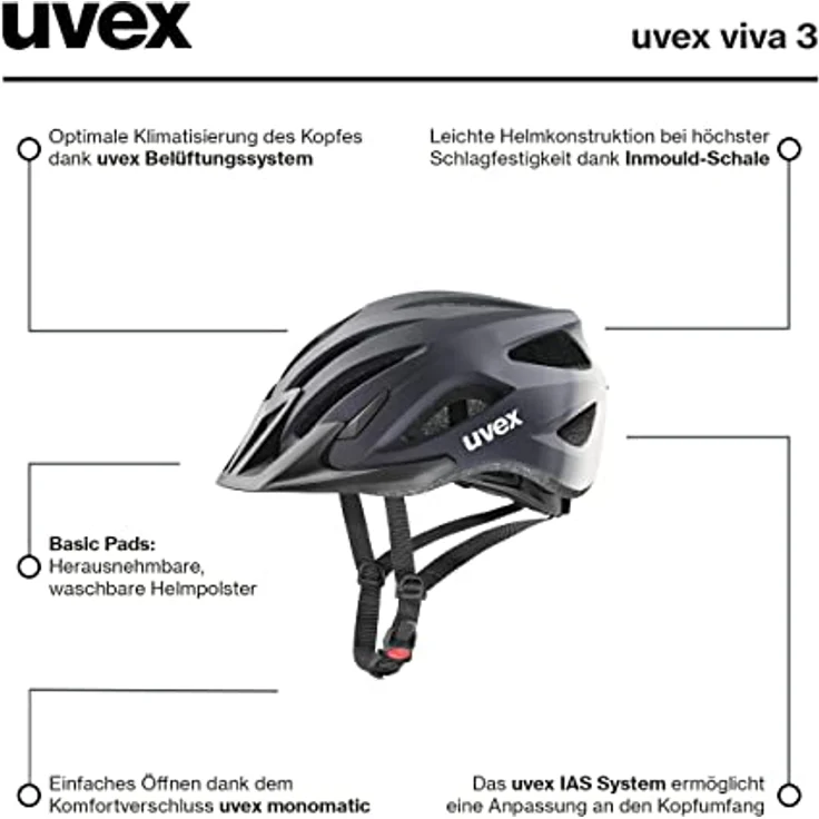 UVEX VIVA 3 S4109840915 Kinderfahrradhelm, Größe 52-57, in Blau – Bild 7