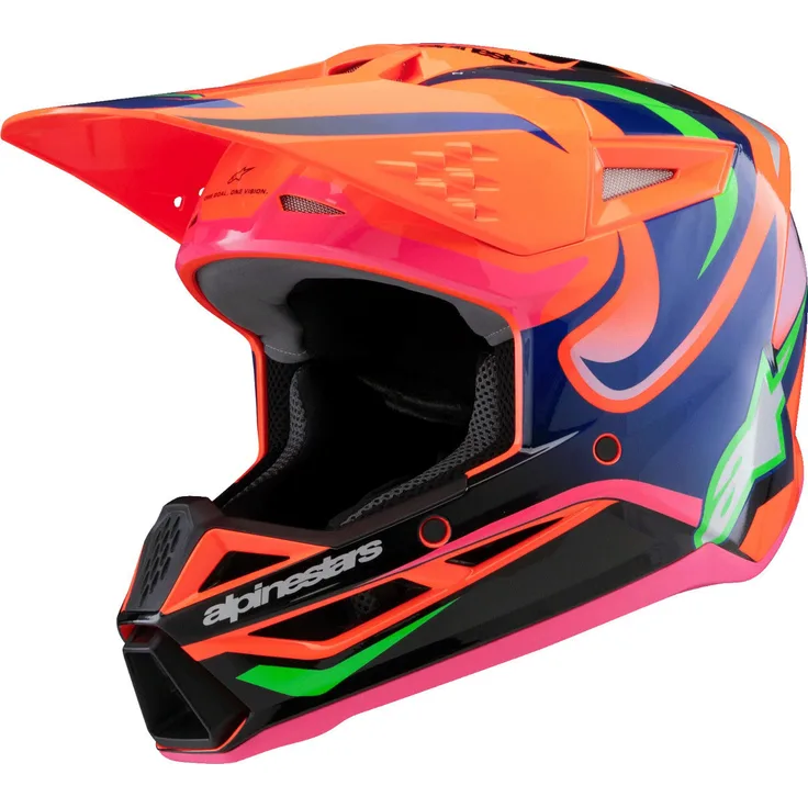 Alpinestars SM3 Deegan Kinder Fahrradhelm, MX- und Enduro-optimiert, orange/pink, leichte thermoplastische Schale, ECE-Zertifizierung
