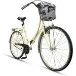 Bisan PARADISE, Beige, City Bike, 28 Zoll Fahrrad mit Korb, Stadtrad für Herren und Damen