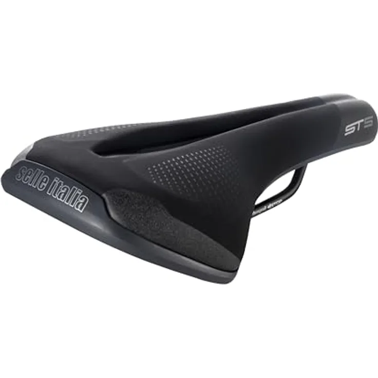 Selle Italia ST5 Flow, Fahrradsattel mit Gelpolsterung und Druckentlastung, Hi-Viz-Einsätze für erhöhte Sicherheit