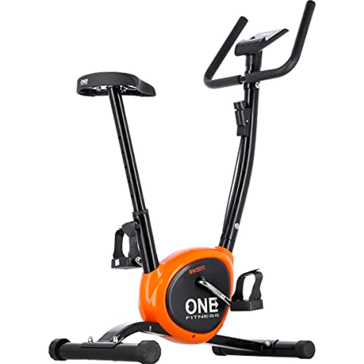 ONE FITNESS RW3011 Heimtrainer Fahrrad, Schwarz/Orange, Mechanischer Widerstand, Tablethalterung, Stufenlose Verstellbarkeit – Bild 4