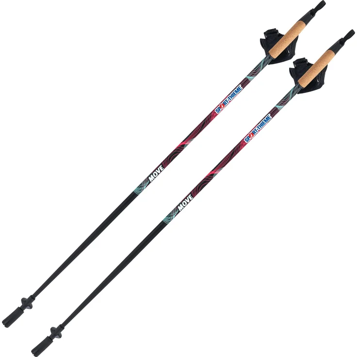 Sport-Thieme Nordic Walking Stöcke Move, Aluminium, 125 cm, schwarz-pink, für Fitness- und Freizeitsportler, mit Korkgriffen und verstellbaren Handschlaufen
