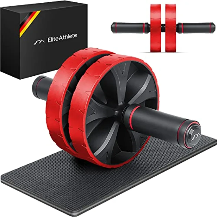 EliteAthlete Bauchroller Bauchmuskeltrainer - Bauchtrainer für Zuhause - Bauch Weg Abdominal Trainer - AB Wheel Roller inkl. gepolsterter Kniematte