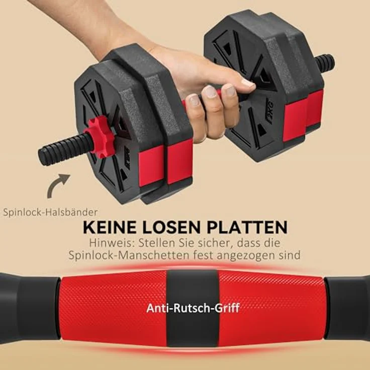 SPORTNOW 6-in-1 Hantelset, verstellbar bis 15 KG, Multifunktionsdesign mit Kurzhanteln und Langhantel, inklusive Verbindungsrohr und Sternverschlüssen für Krafttraining Zuhause – Bild 5