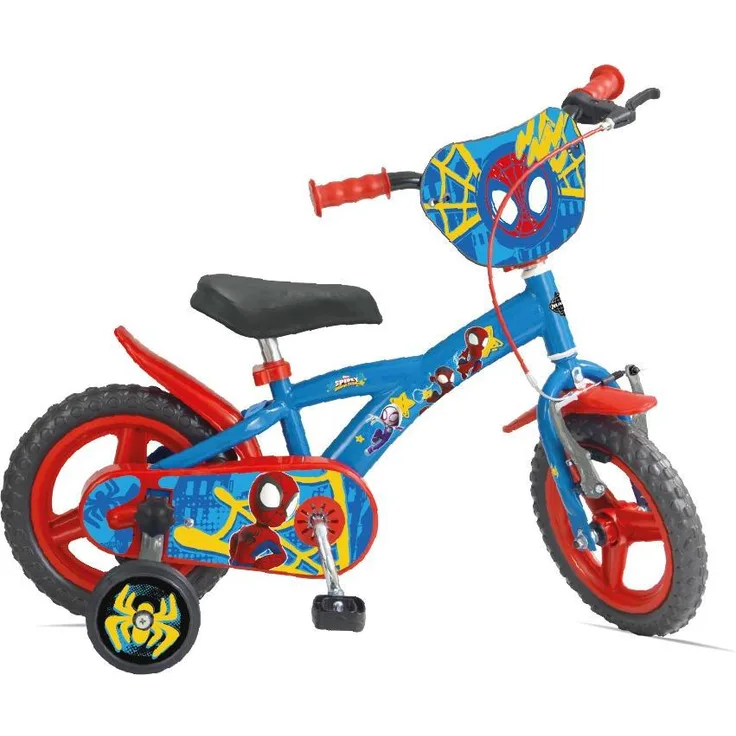 Huffy Disney Spider-Man 12 Zoll Kindervelo, robuster Stahlrahmen, mechanische Scheibenbremse, Kettenschutz, ideal für Kinder ab 3 Jahren